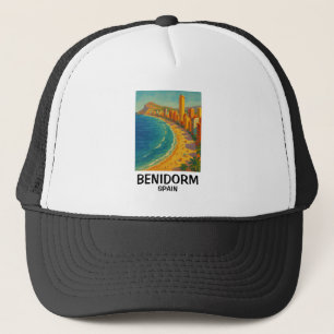 Colourful Retro Benidorm Spain Costa Blanca Travel Trucker Hat