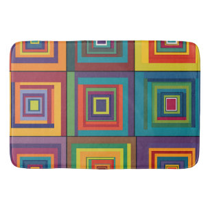 Colourful Retro Block Design Bath Mat