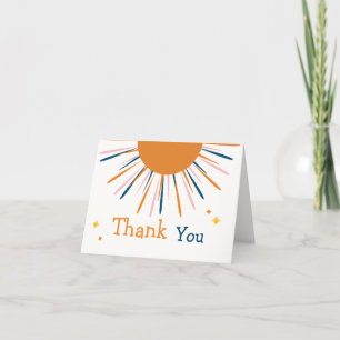 Colourful Retro Boho Sunshine Baby Shower  Thank You Card