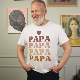Colourful Retro Bold Papa Father's Day  T-Shirt