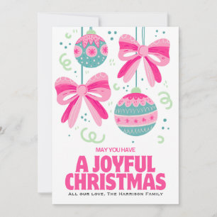 Colourful Retro Bow Ornament Christmas  Holiday Card