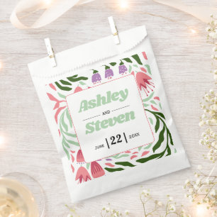 Colourful retro branches, folklore flowers wedding favour bags