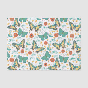 Colourful retro butterflies and flowers pattern tissue paper