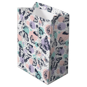 Colourful retro butterflies pattern medium gift bag