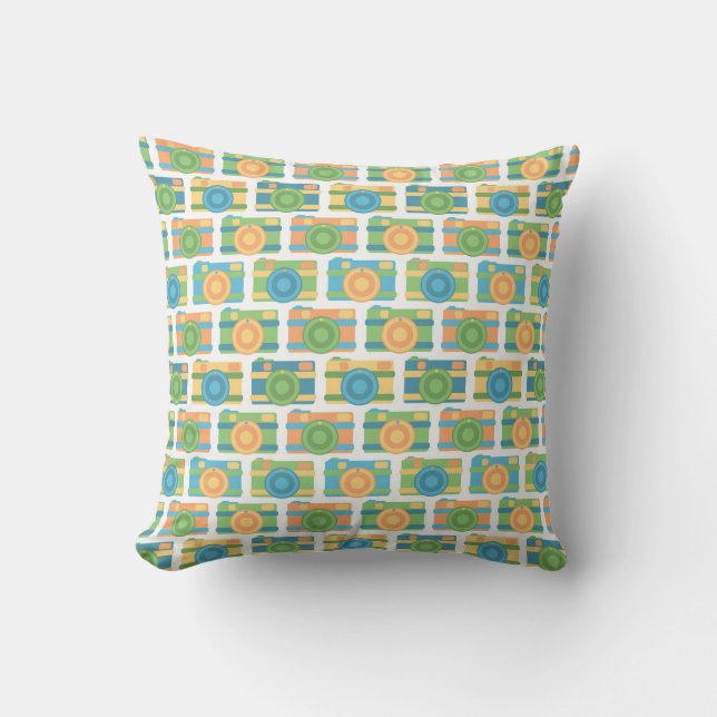 "Colourful Retro Cameras" Pillow (Front)