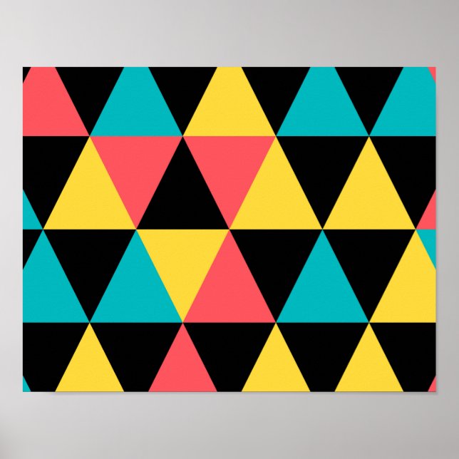 Colourful, retro cheerful geometric graphic patter poster (Front)