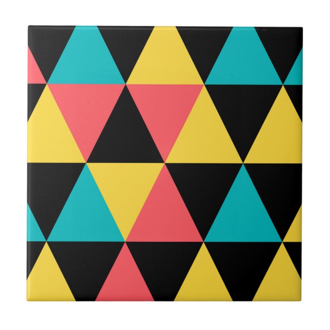 Colourful, retro cheerful geometric graphic patter tile (Front)