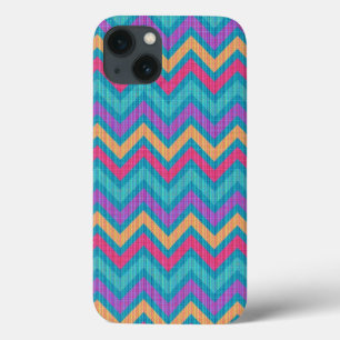 Colourful Retro Chevron Blue Pink Orange Purple iPhone 13 Case