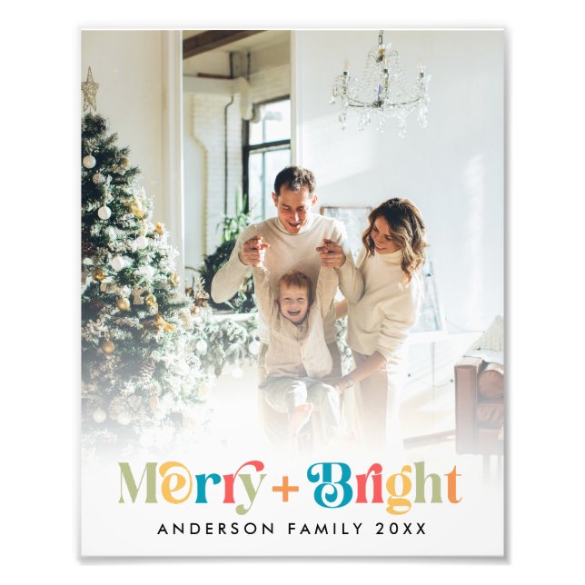 Colourful Retro Christmas Family Photo Print (Front)