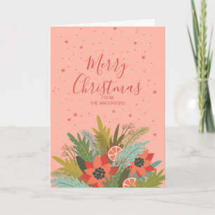 Colourful Retro Christmas Floral Holiday Card
