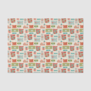 Colourful Retro Christmas Gift Box Holiday Tissue Paper