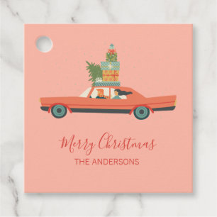 Colourful Retro Christmas Holiday Car Favour Tags