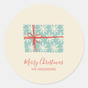 Colourful Retro Christmas Holiday Gift Classic Round Sticker