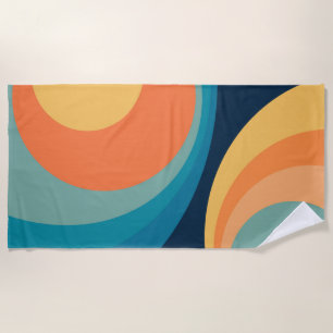 Colourful retro circles design beach towel