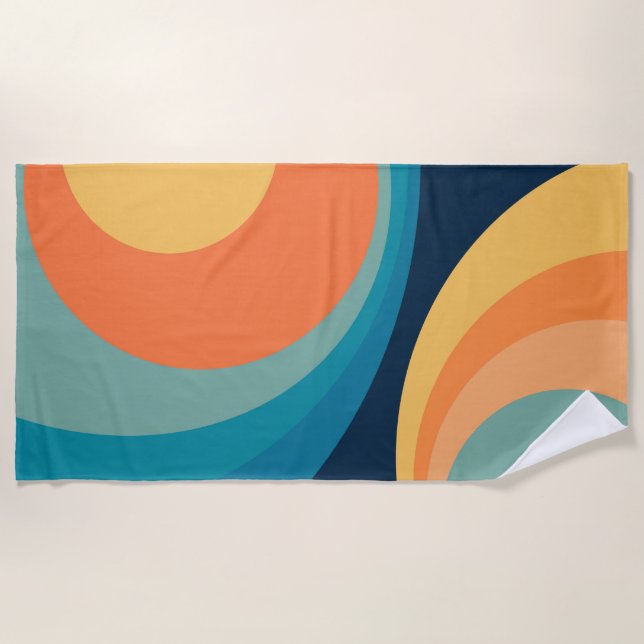 Colourful retro circles design beach towel (Front)