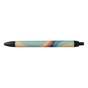 Colourful retro circles design black ink pen