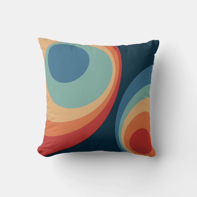 Colourful retro circles design cushion (Front)