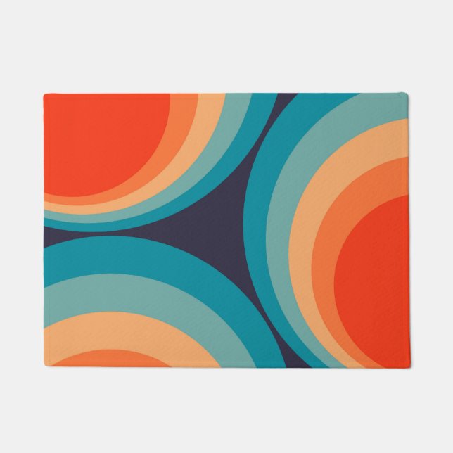 Colourful retro circles design doormat (Front)