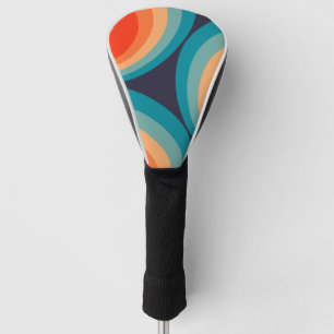 Colourful retro circles design golf head cover