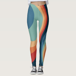Colourful retro circles design leggings
