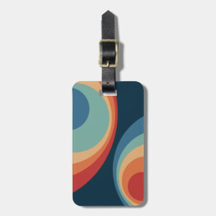 Colourful retro circles design luggage tag