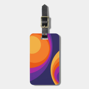 Colourful retro circles design luggage tag