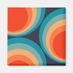 Colourful retro circles design magnet