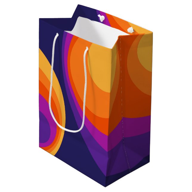 Colourful retro circles design  medium gift bag (Front Angled)