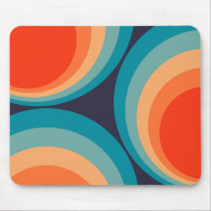 Colourful retro circles design mouse pad