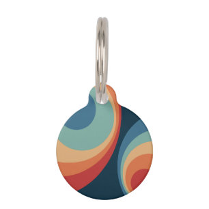 Colourful retro circles design pet tag