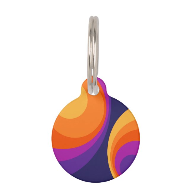 Colourful retro circles design  pet tag (Front)