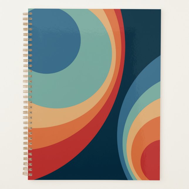 Colourful retro circles design planner (Front)