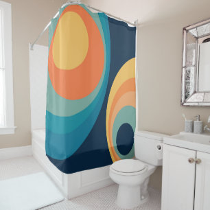 Colourful retro circles design shower curtain