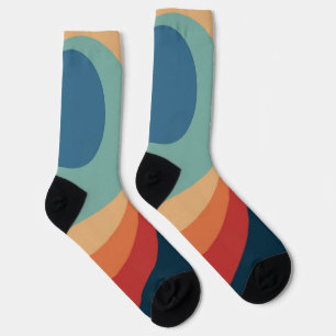 Colourful retro circles design socks