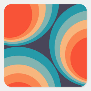 Colourful retro circles design square sticker