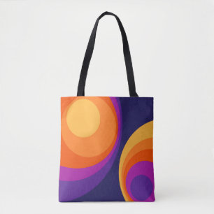 Colourful retro circles design tote bag