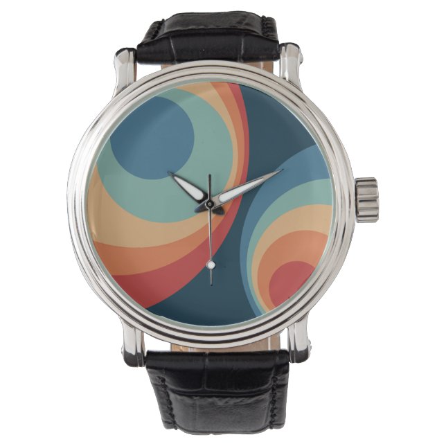 Colourful retro circles design watch (Front)