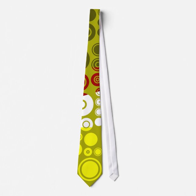 Colourful Retro Circles Pattern Tie (Front)