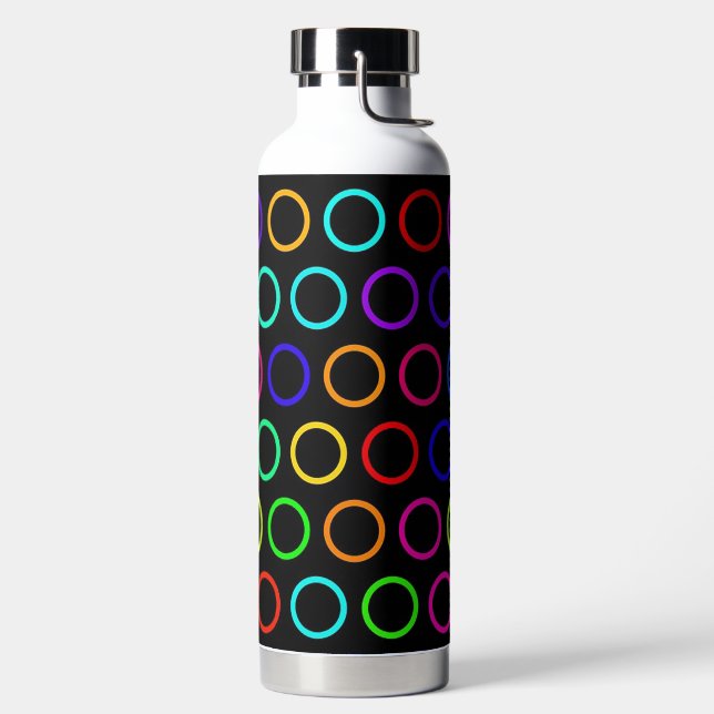 Colourful Retro Circles  Water Bottle (Left)