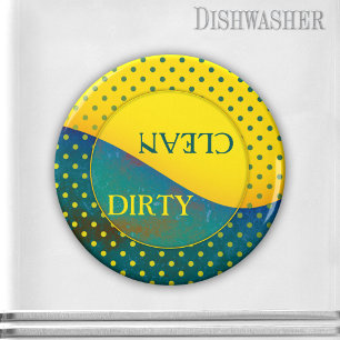Colourful Retro Clean Dirty Dishwasher Magnet