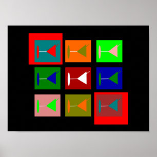 Colourful retro Cocktail glasses Poster