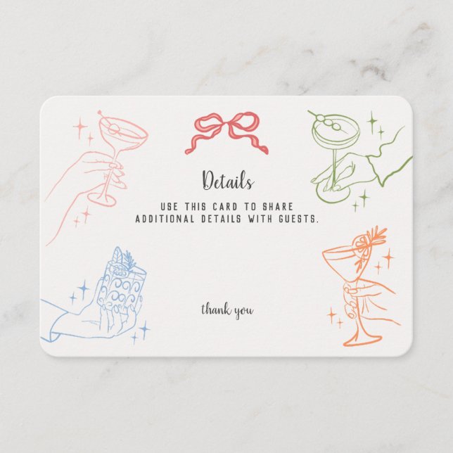 Colourful Retro Cocktail Party Details Insert (Front)