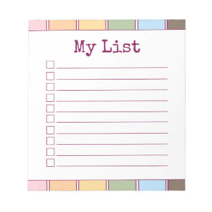 Colourful Retro Custom Checklist Lined Notepad