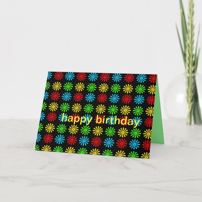 Colourful Retro Daisy Birthday Card (Front)