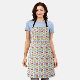 Colourful Retro Daisy Floral Pattern Whimsical Apron
