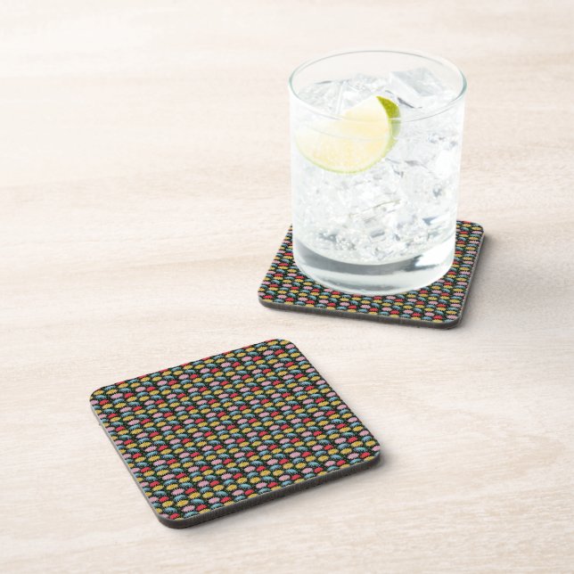Colourful Retro Daisy Floral Pattern Whimsical  Coaster (Right Side)