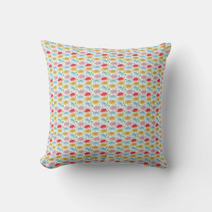 Colourful Retro Daisy Floral Pattern Whimsical Cushion