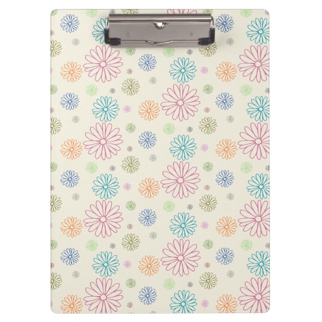 Colourful Retro Daisy Heart-Shaped Lined Notebook Clipboard (Front)