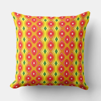 Colourful retro diamond stripes pattern cushion