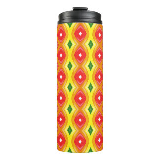 Colourful retro diamond stripes pattern thermal tumbler